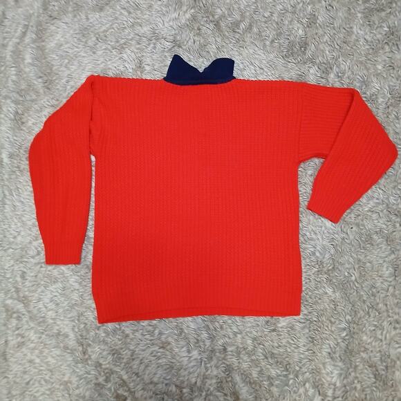 Adrian Spencer Vintage Red Knit Polo Sweater Crest Patch 80s Prep Rugby Style - Picture 7 of 8